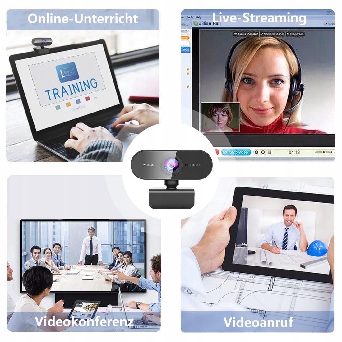 DDKJ Kamera Internetowa 1080P Full HD Z Mikrofonem Do Komputerów i Laptopów — miniatura 2