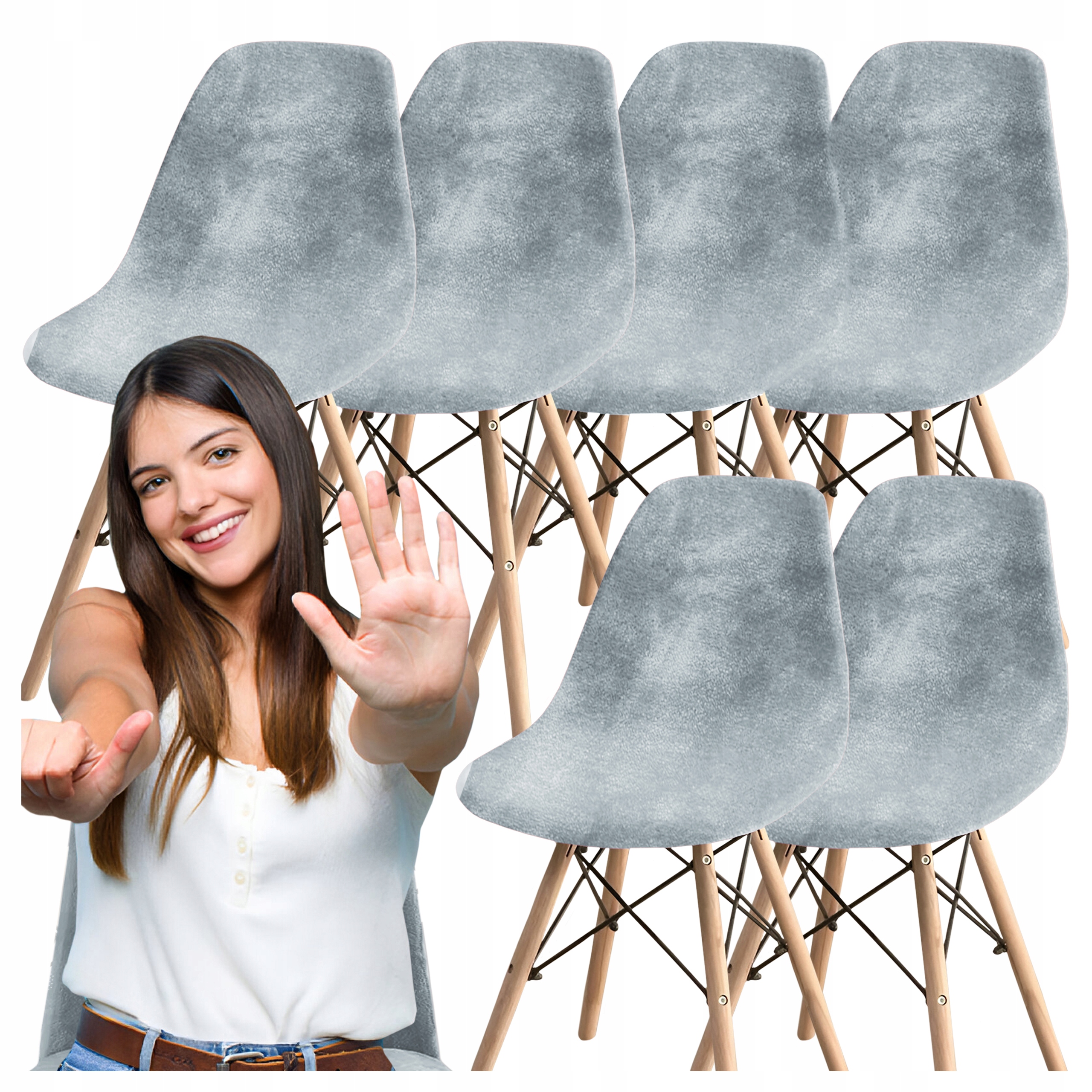 Sada: 6 x velurový potah Premium na skandinávské křeslo, silný velur