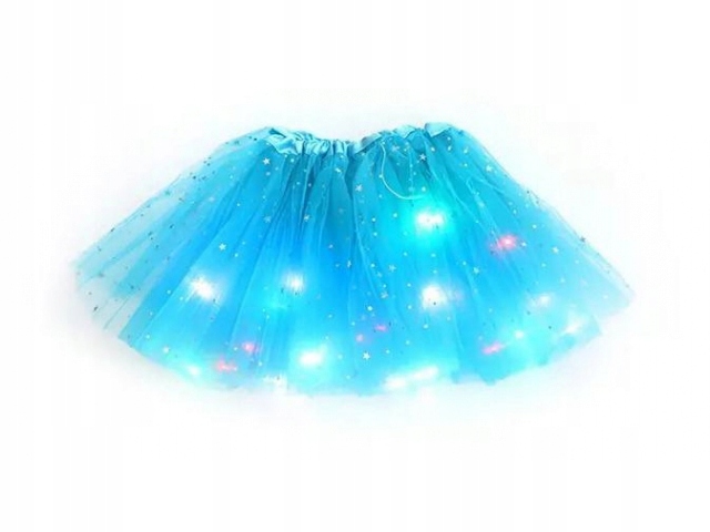 SPÓDNICZKA TIULOWA BROKATOWA- NIEBIESKA świecąca LED