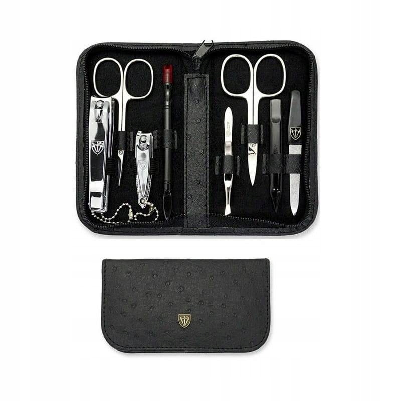 Sada na manikúru s 8 nástroji pouzdro z černé eko-kůže jako dárek