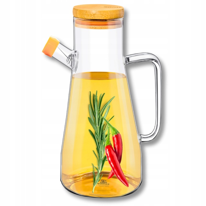 Skleněná láhev na olej s víčkem a spirálovým filtrem Wilmax 900 ml