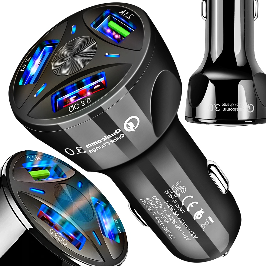 3A ŁADOWARKA SAMOCHODOWA USB QUICK CHARGE 3.0 LED