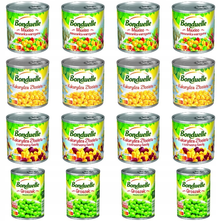 Levně 16 x Bonduelle Kukuřice Groszek Směs MIX