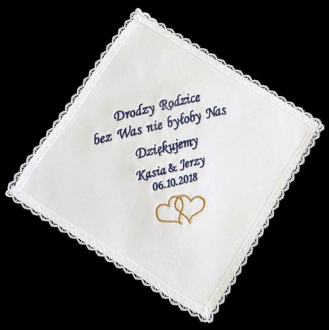 Poděkování rodičům kapesník s nápis jména