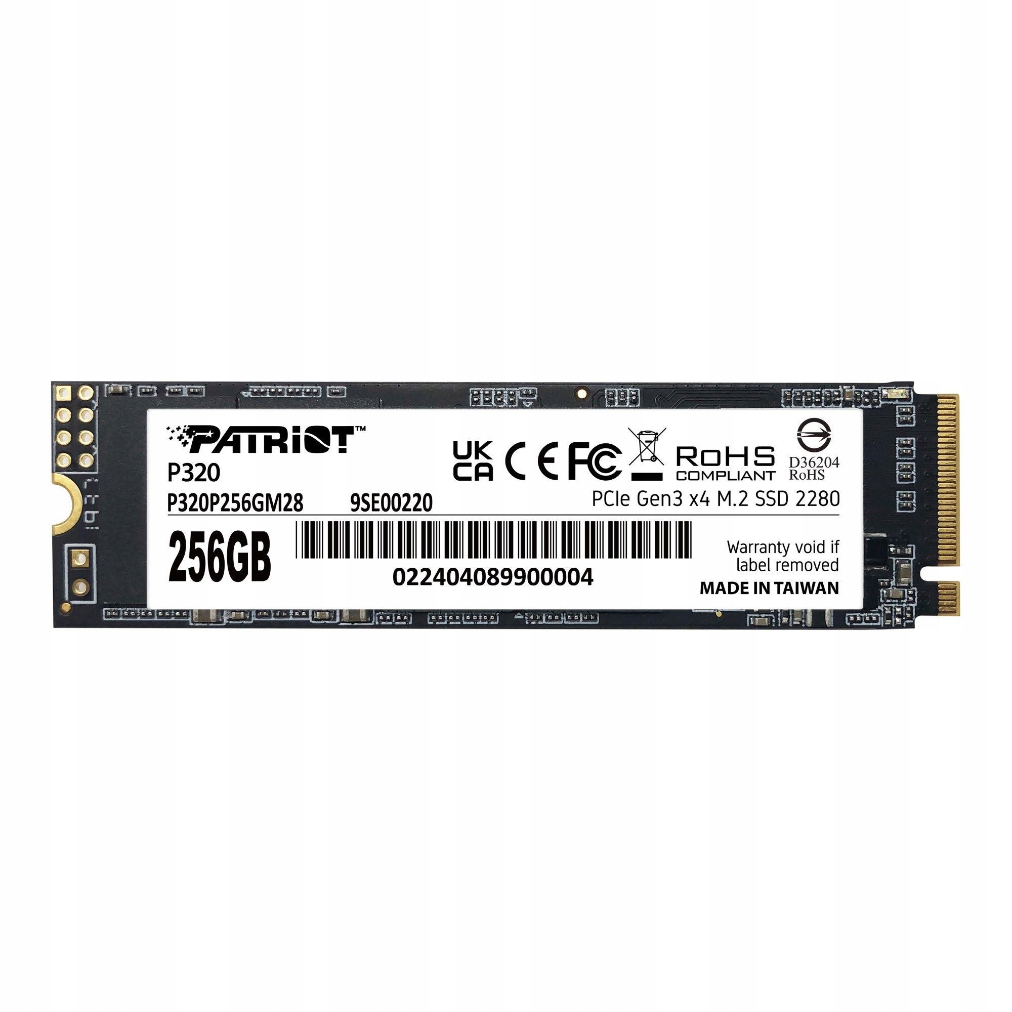Patriot Ssd P320 256GB M.2 2280 PCIe Gen3 X4 NVMe 2200 Mb/s 1200 Mb/s Pre Pc