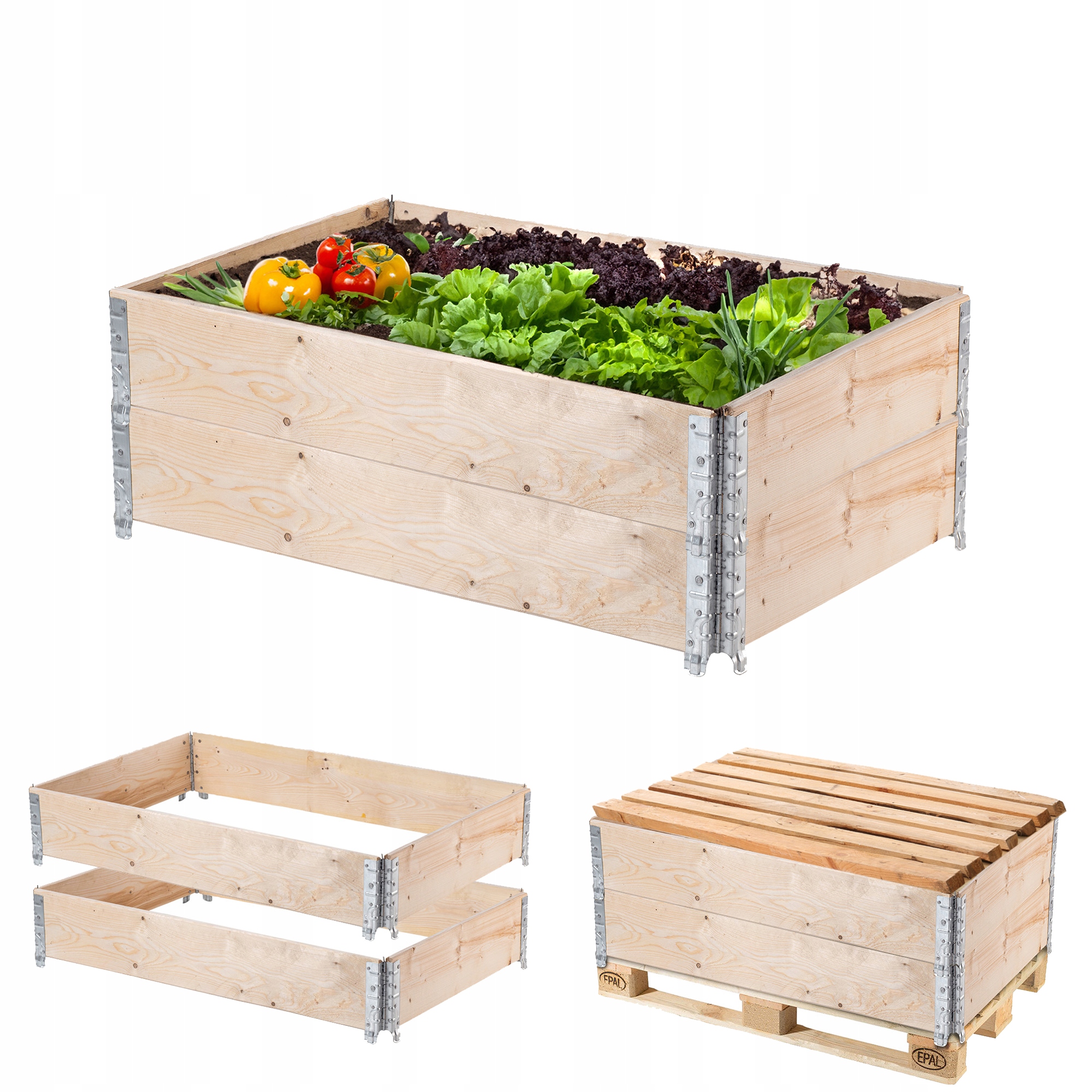 Paletová Nástavka Dřevěná 120x80cm Nádoba Paleta Záhon Balíček 2ks