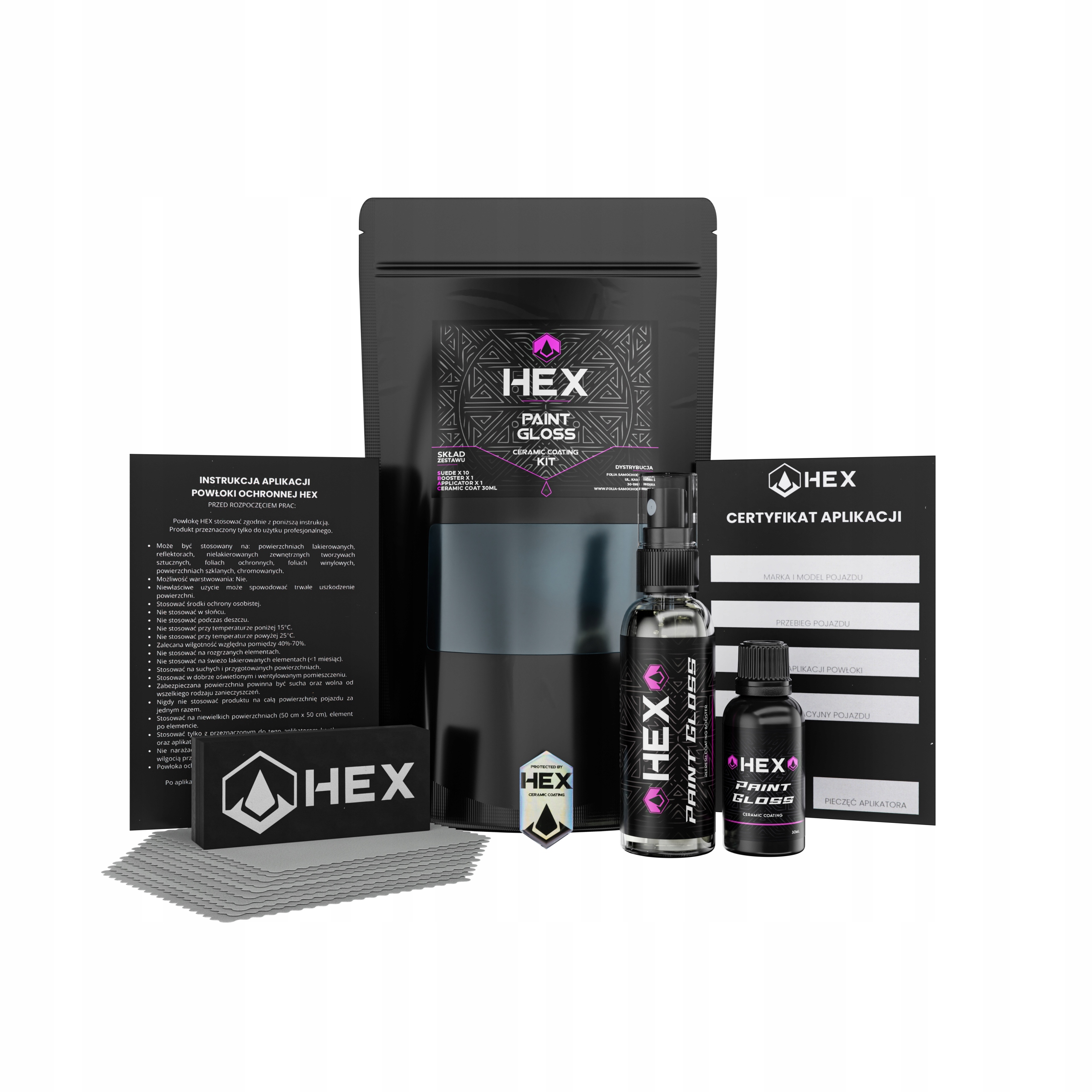 HEX Paint Gloss Powłoka ceramiczna z grafenem 30 ml ZESTAW