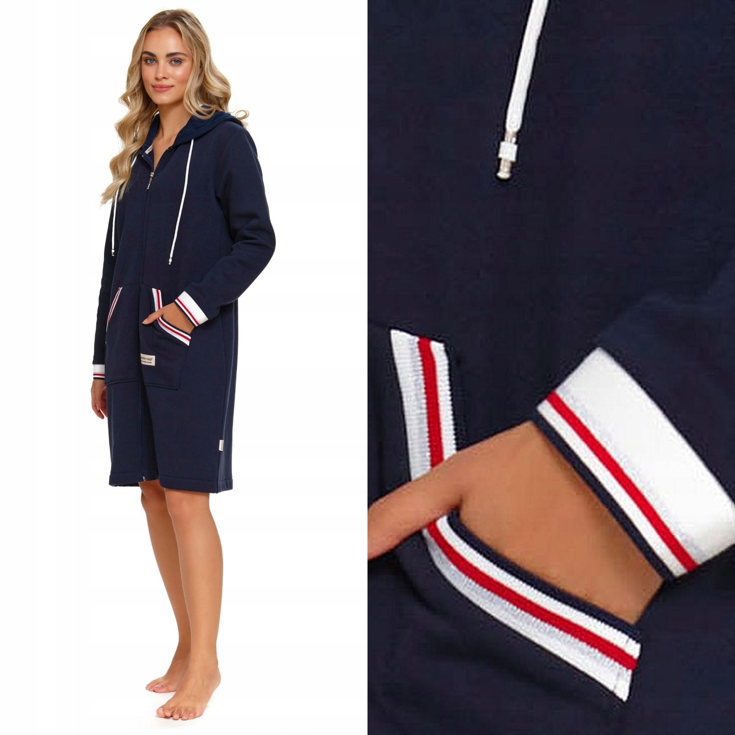 Dámský župan Doctornap Smz 4508 navy blue bavlněný s kapsami, velikost S