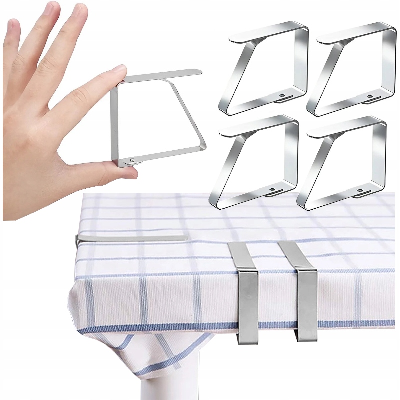 4 x KLIPSY STALOWE METALOWE UCHWYT KLAMRA DO OBRUSU STOŁU CERATY BLATU