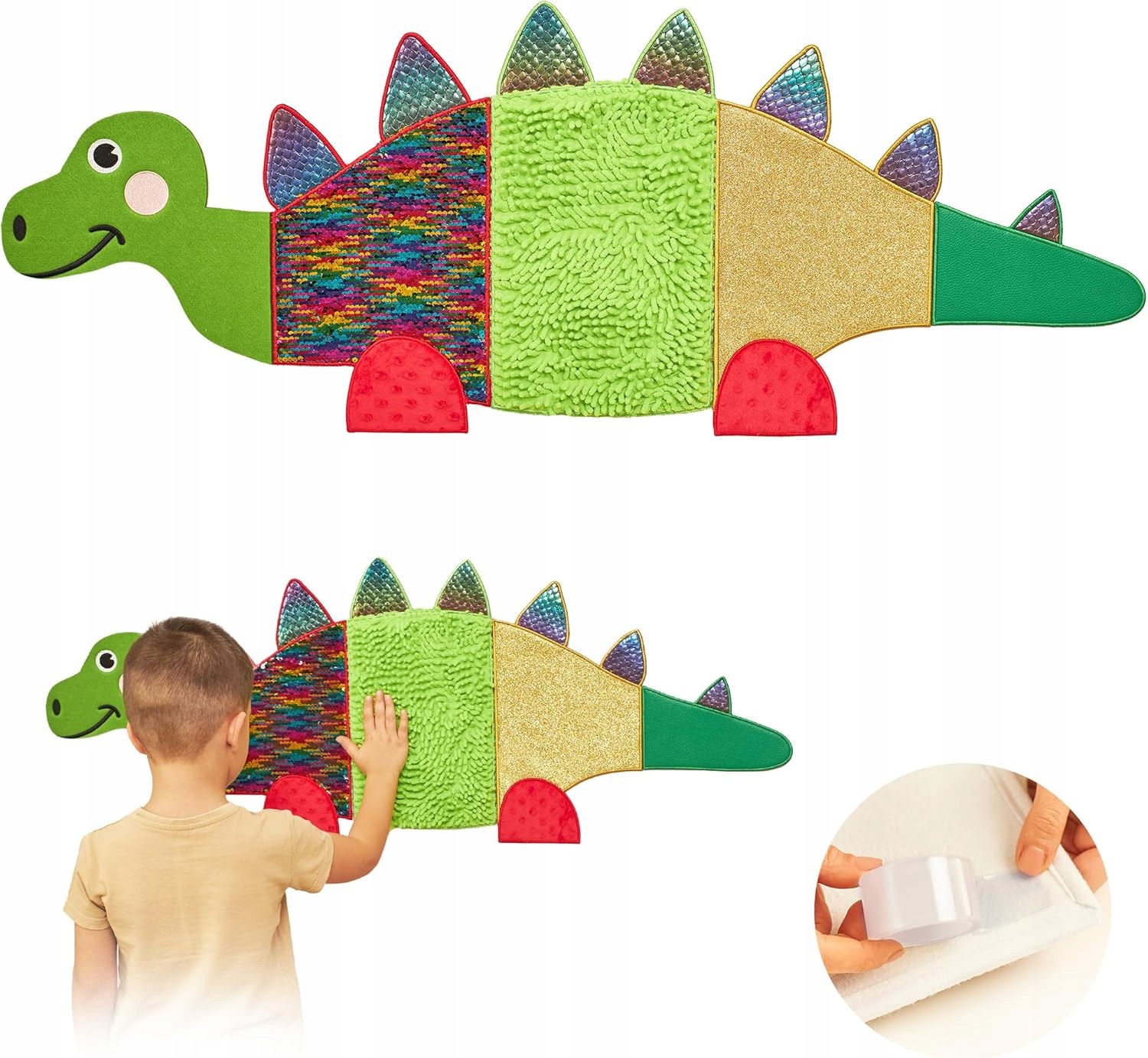 Dinozaur dotykowy sensoryczny panel ścienny z fakturami autyzm montessori