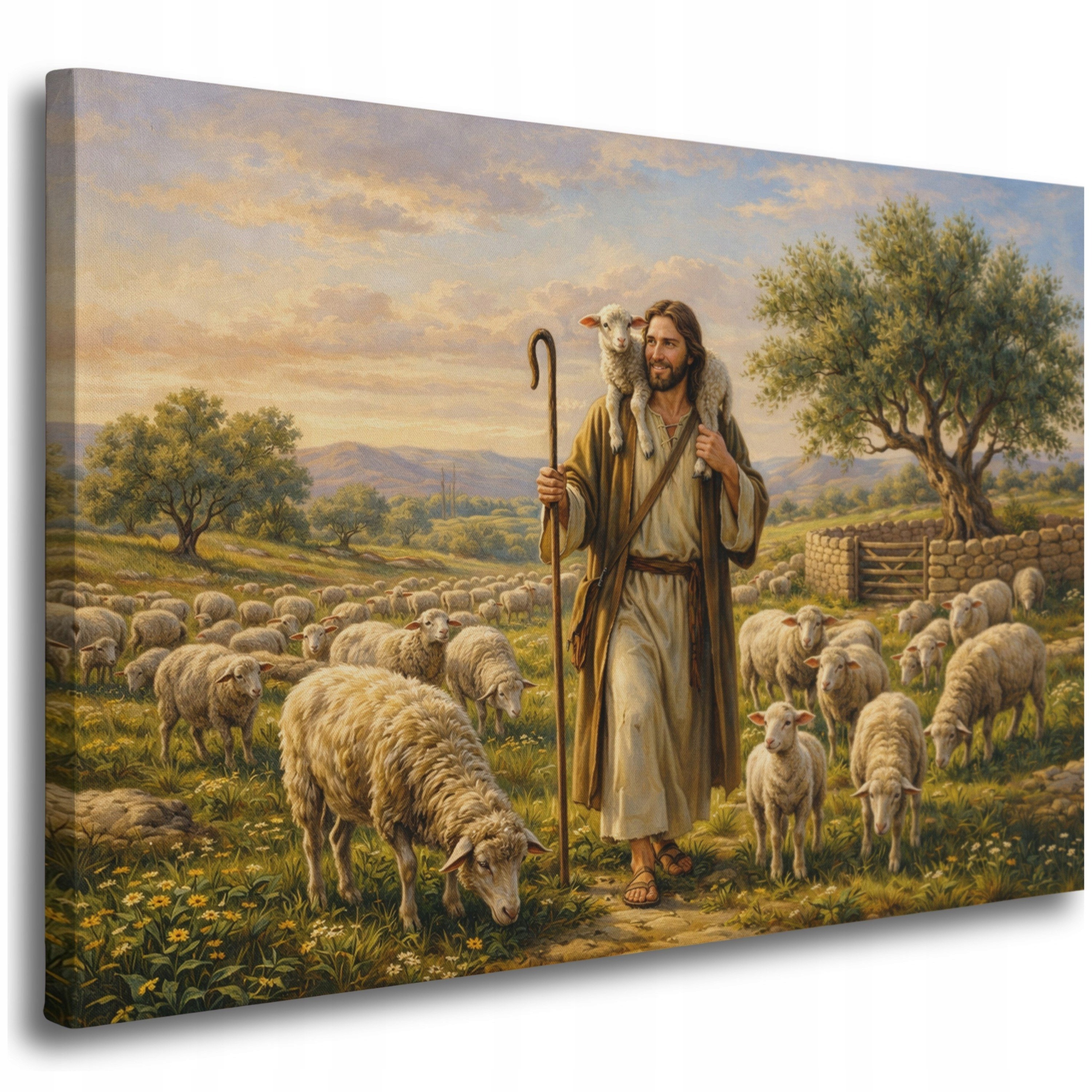 Obraz Religijny Na Płótnie 60x40 Obrazy do Salonu na Ścianę Pasterz Jezus