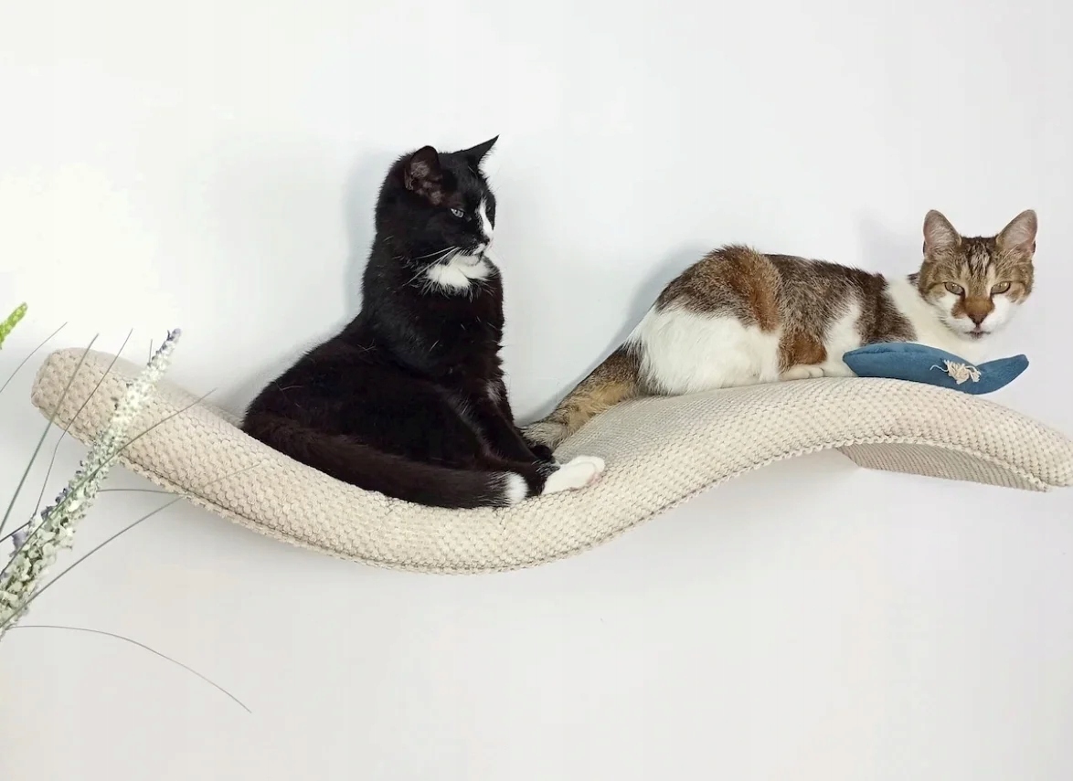 Pelíšek pro kočky závěsná nástěnná police 75 cm levá vlna