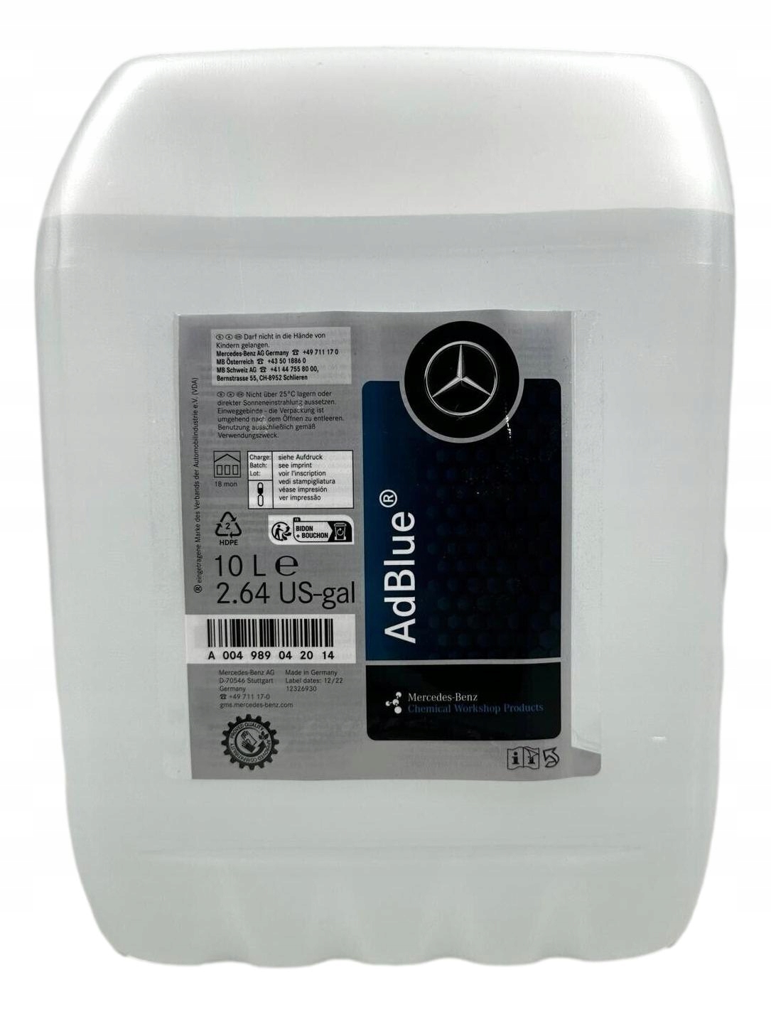 Mercedes AdBlue přípravek redukující škodlivé sloučeniny Nox 10 Litrow Originál