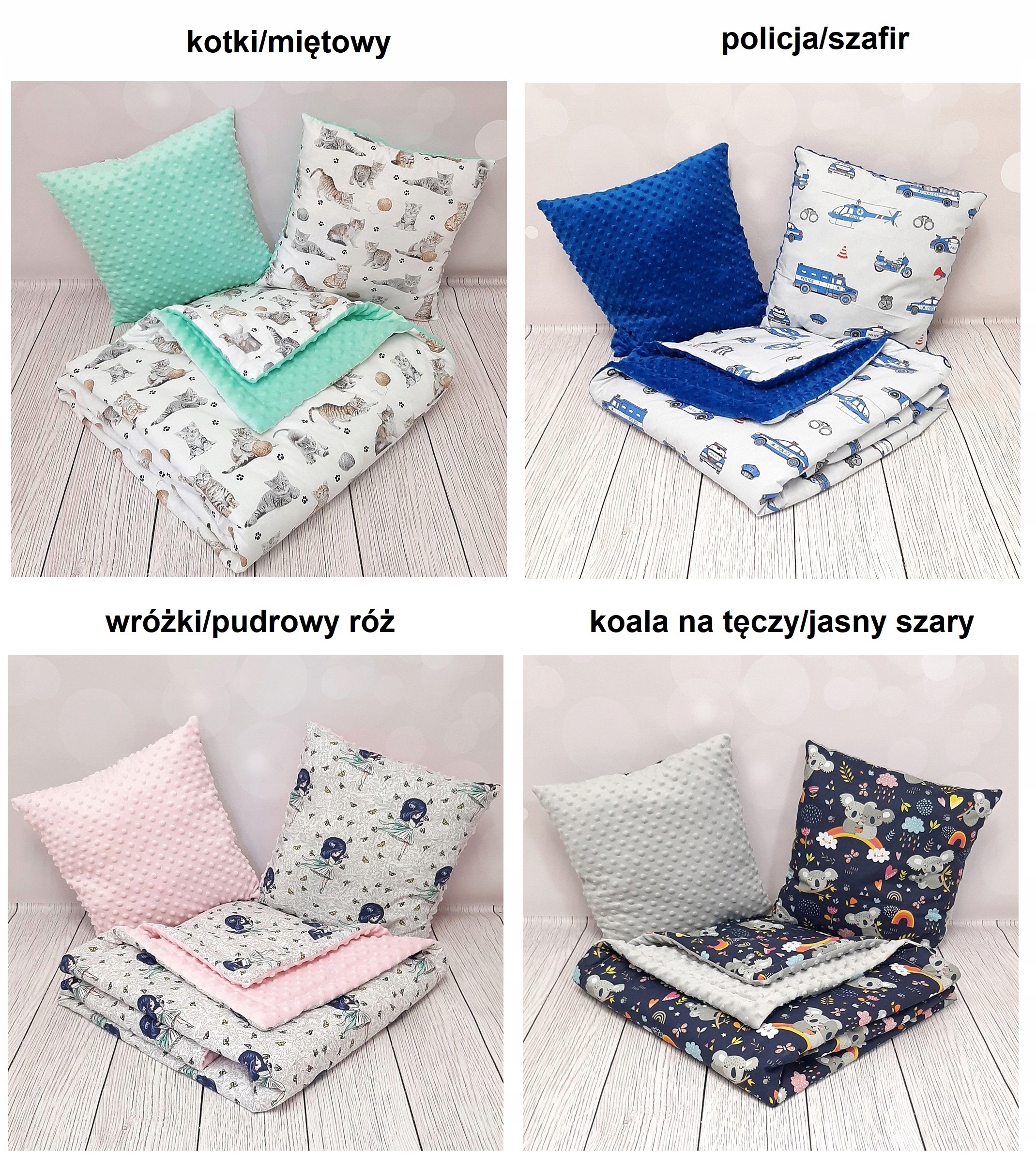 Narzuta 160 x 80 Kocyk Minky Poduszki Kolor różowy