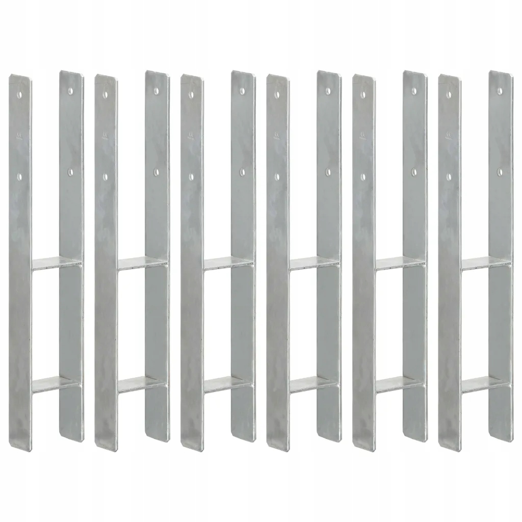 Sada plotových kotev H, Ocel, 9x6x60 cm, stříbrná