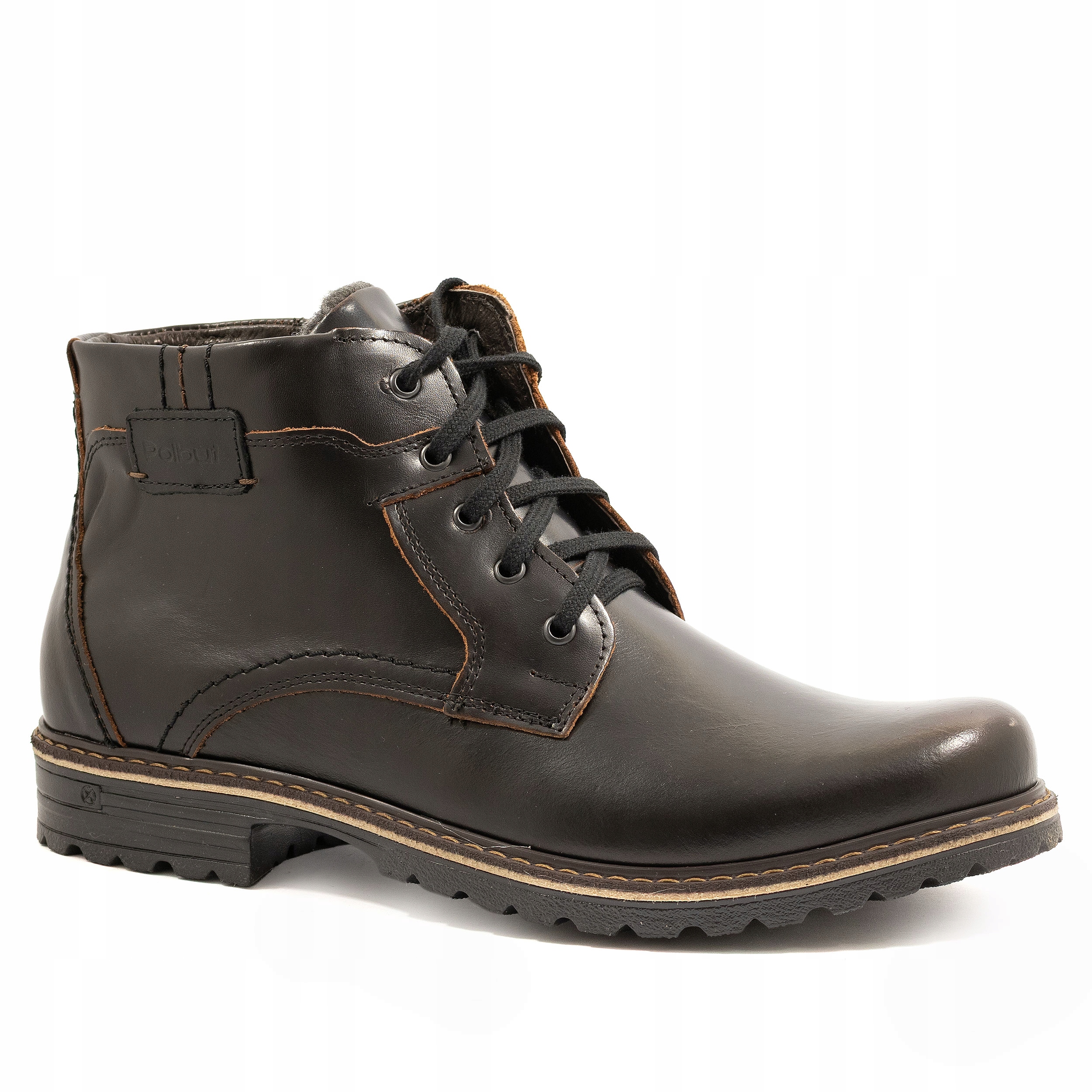 Zimní zateplené kožené pánské lodičky kotníkové boty Polbut