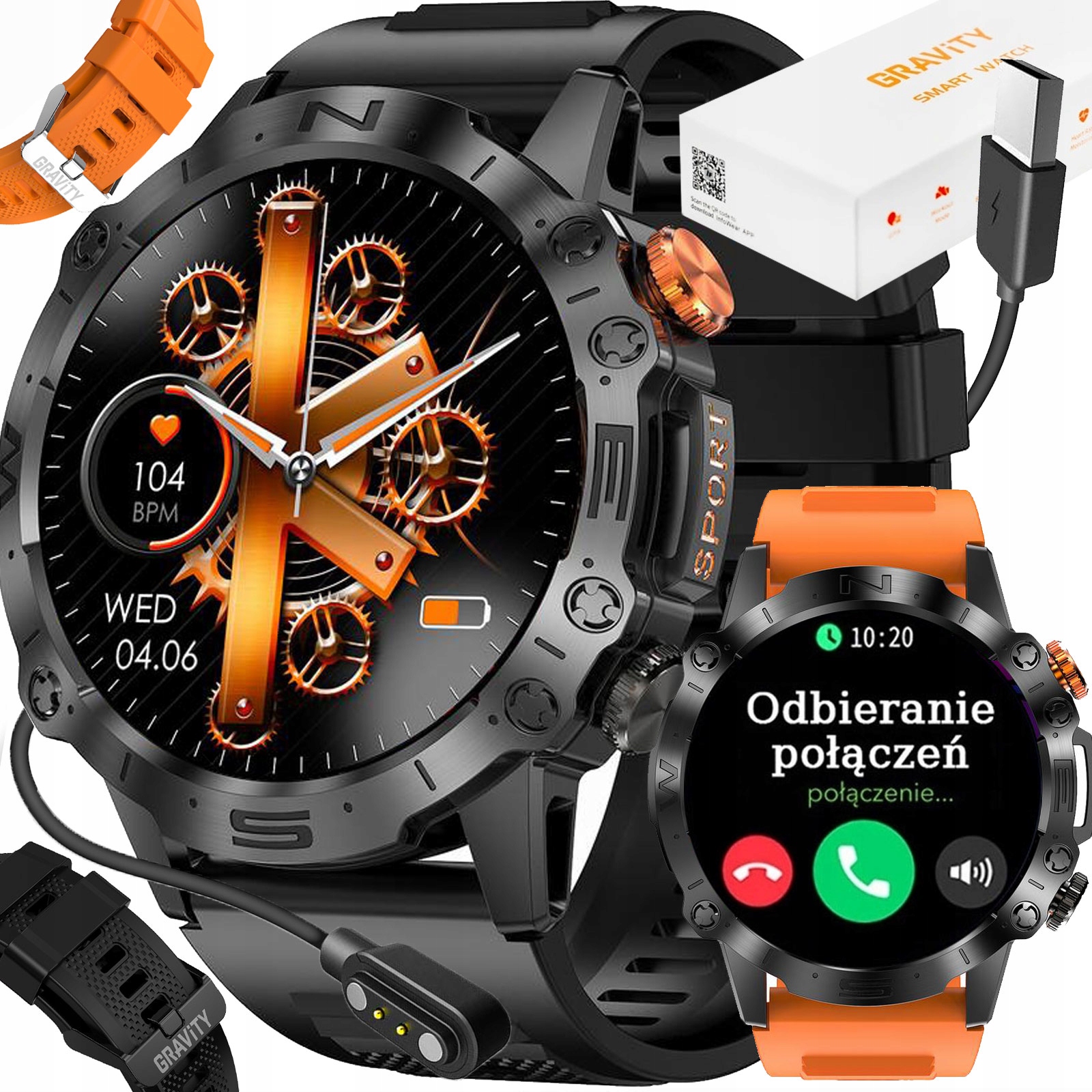 Pánské hodinky Chytré Hodinky Gravity s Hovory multifunkční 360mAh Baterie