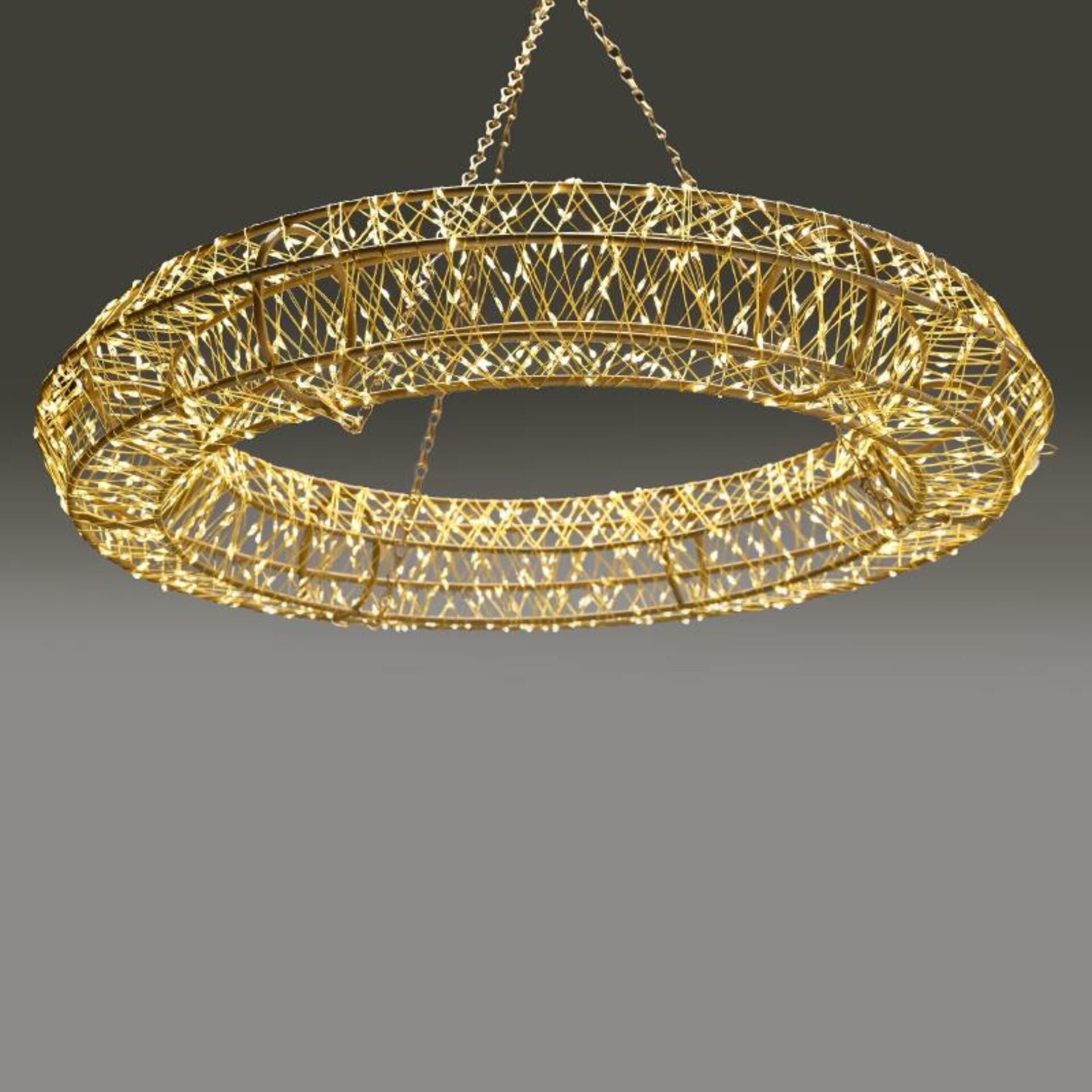 Aca Lighting Vianočné osvetlenie 3D medený drôt kov Motiv Prsten 12480 Led ma