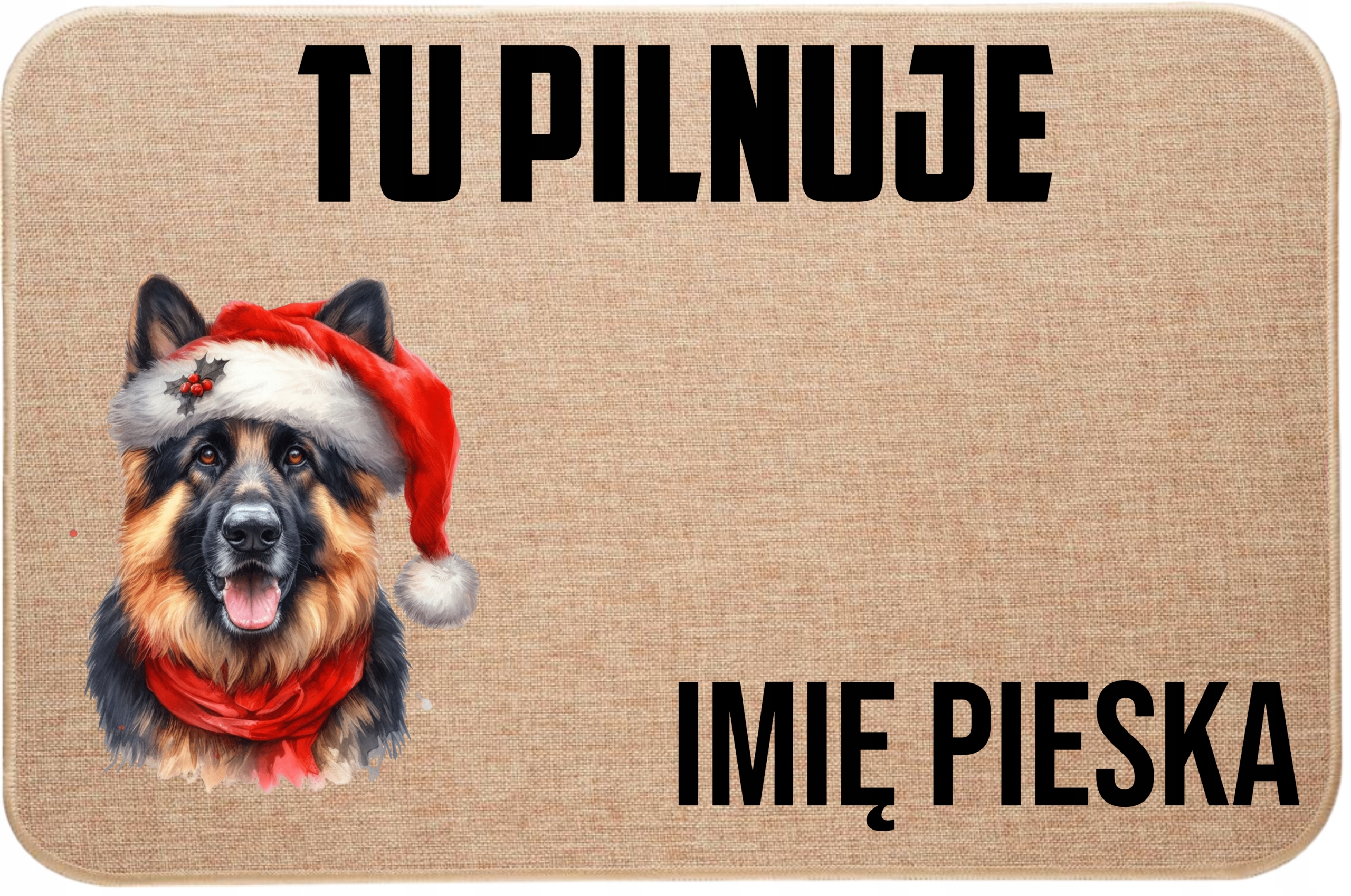 Lněná Vstupní Rohožka Na Vánoce Zde Hlídá Jméno Ovčáka