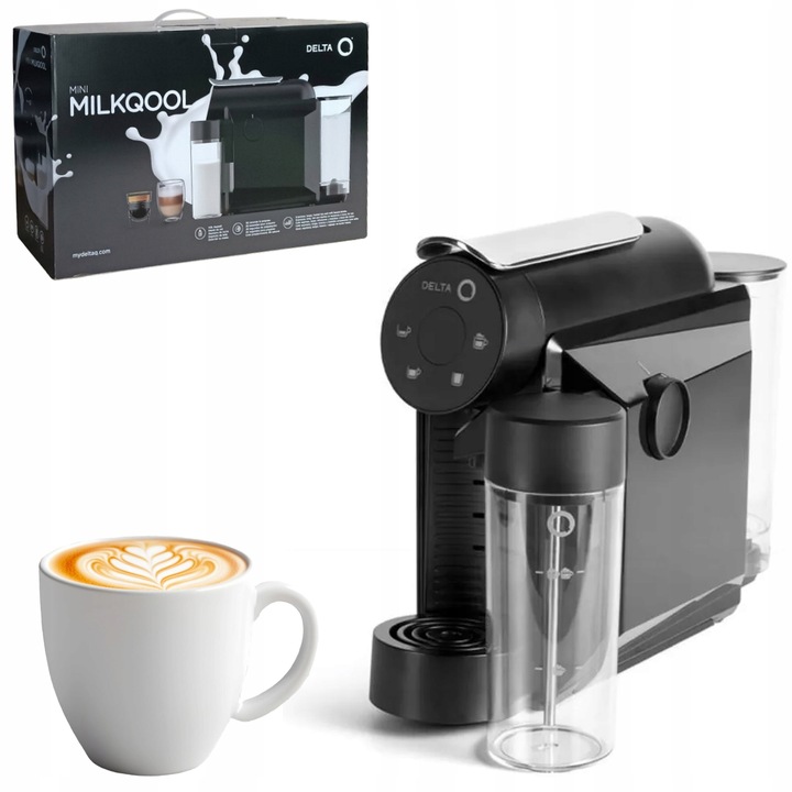 Ekspres do kawy na kapsułki kapsułkowy Delta Q Milkqool mini 20 bar czarny