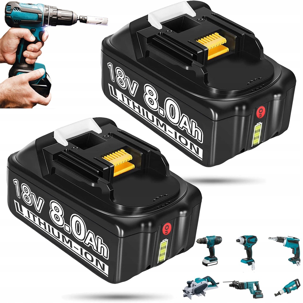 2 Ks Baterie 18V 8000MAH Lit-ion Pro BL1850 BL1860B BL1840 Zabezpečení