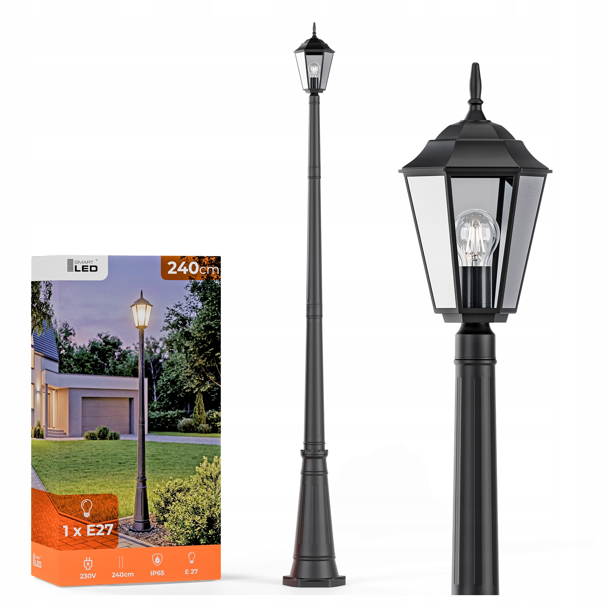 Venkovní zahradní Led lampa E27 Stojící lampa Sloup 240 cm Vintage IP65