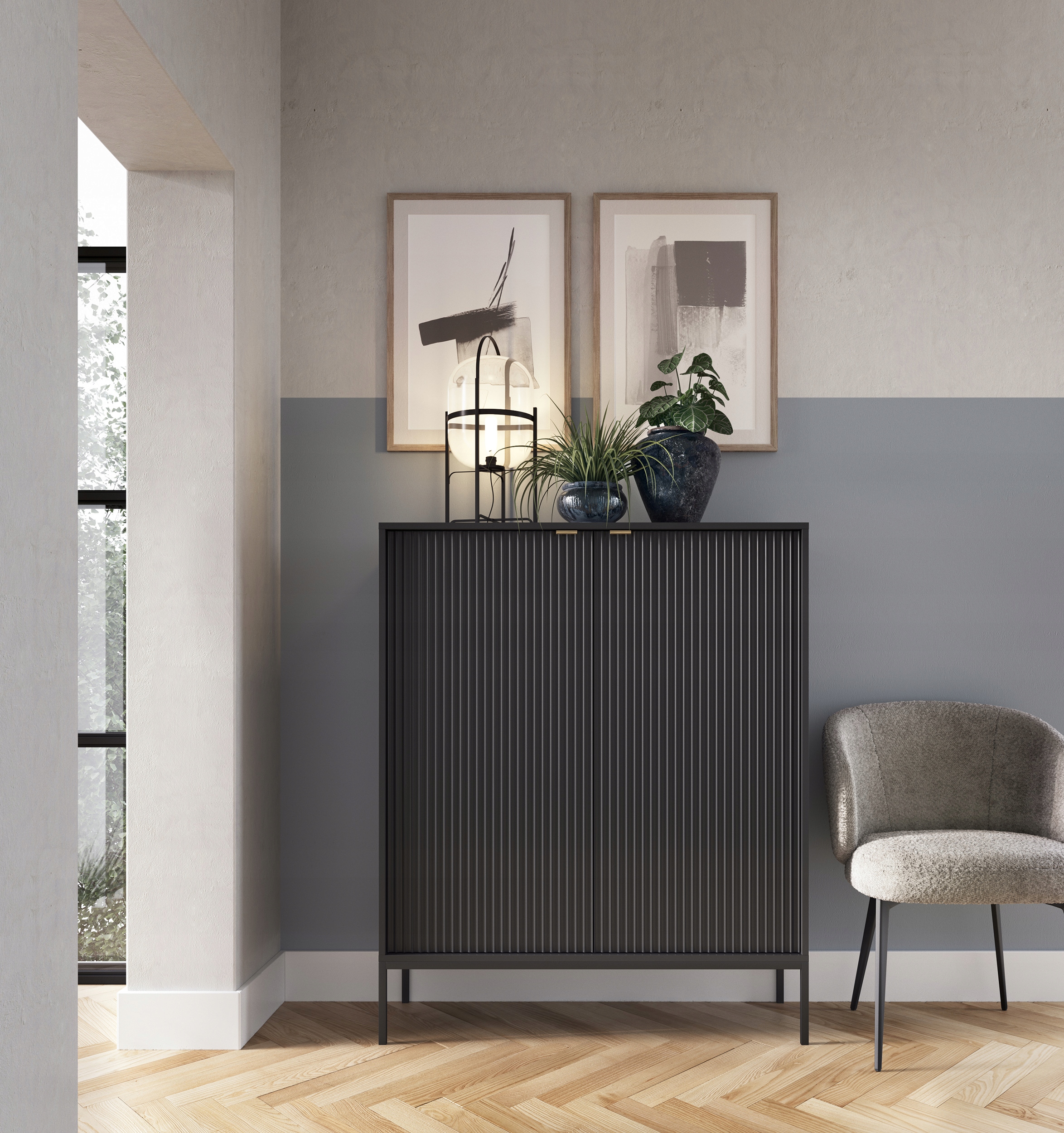 KOMODA 104 cm NOVA BLACK CZARNA Szerokość mebla 104 cm