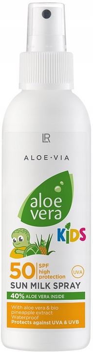 Lr Sprej na opalování pro děti 40% Aloe Vera voděodolný Spf 50 150 Ml