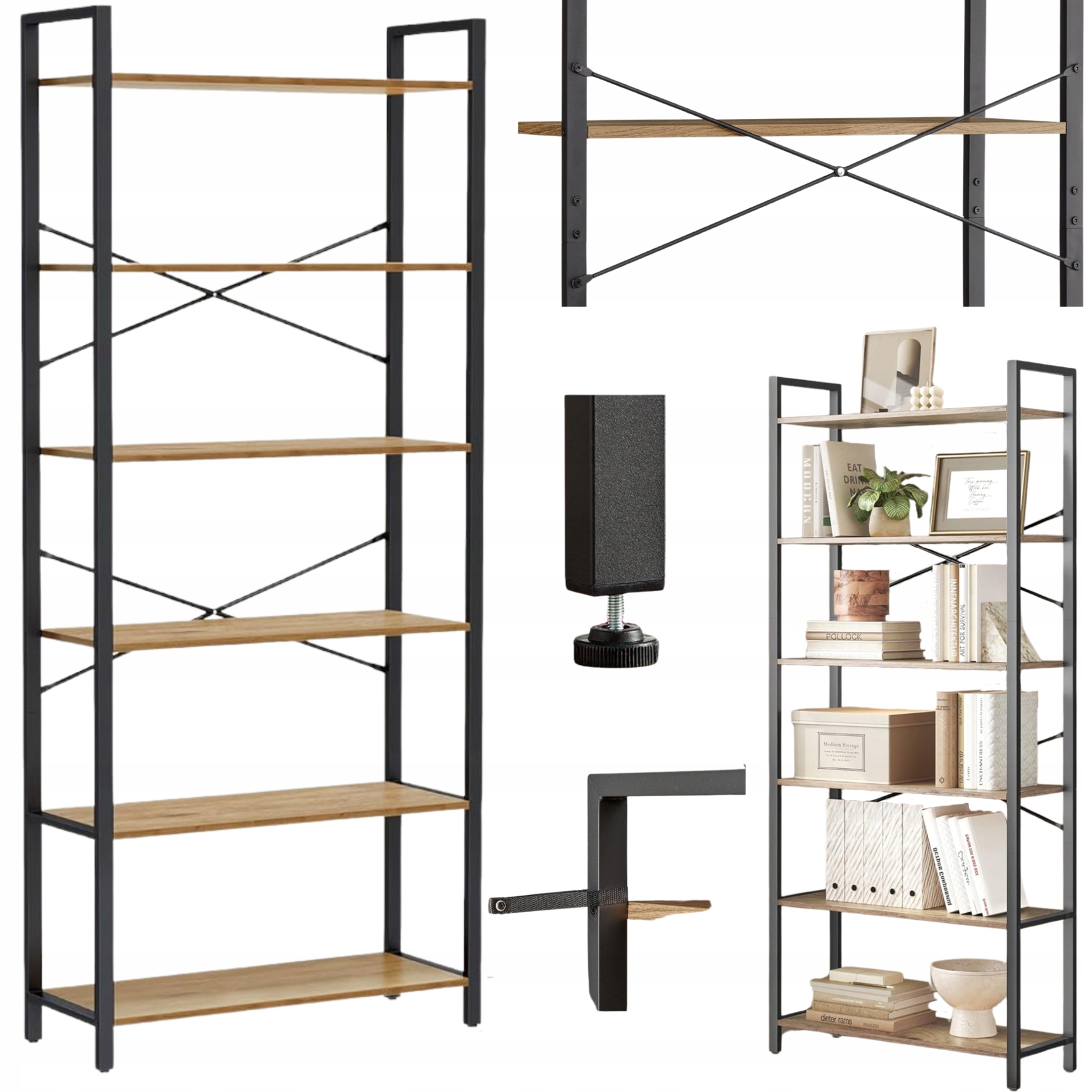 Regál Skladová polica do garáže Silný industriálny stojan na knihy Loft