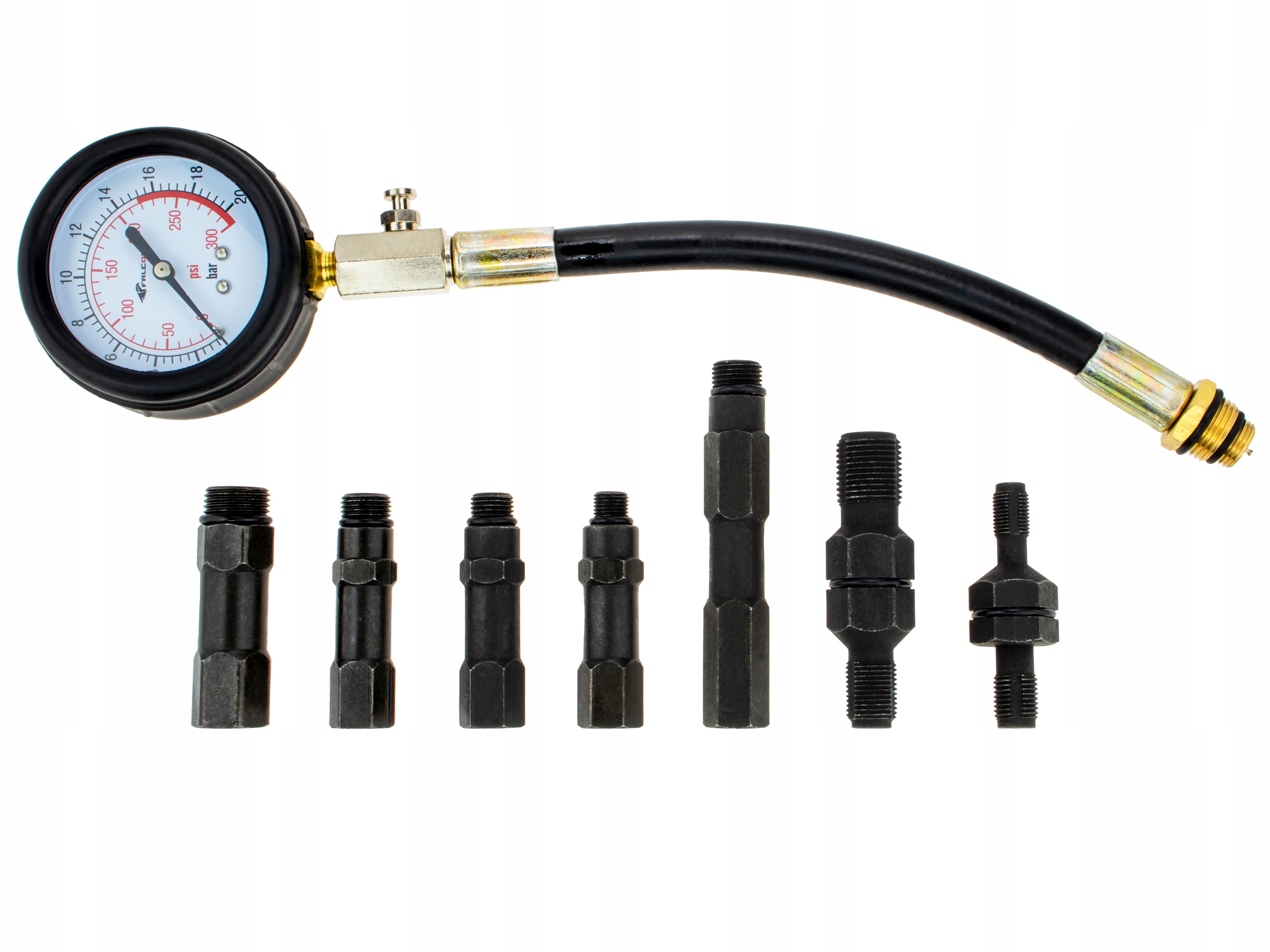 MIERNIK PRÓBNIK CIŚNIENIA SPRĘŻANIA ZESTAW BENZYNA Marka Falcon