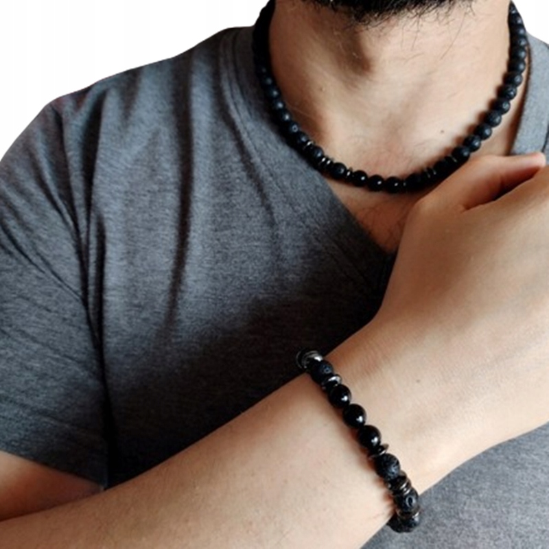 Amulet Ochranný Turmalín Set Pánský náhrdelník 45cm Náramek 17-25cm