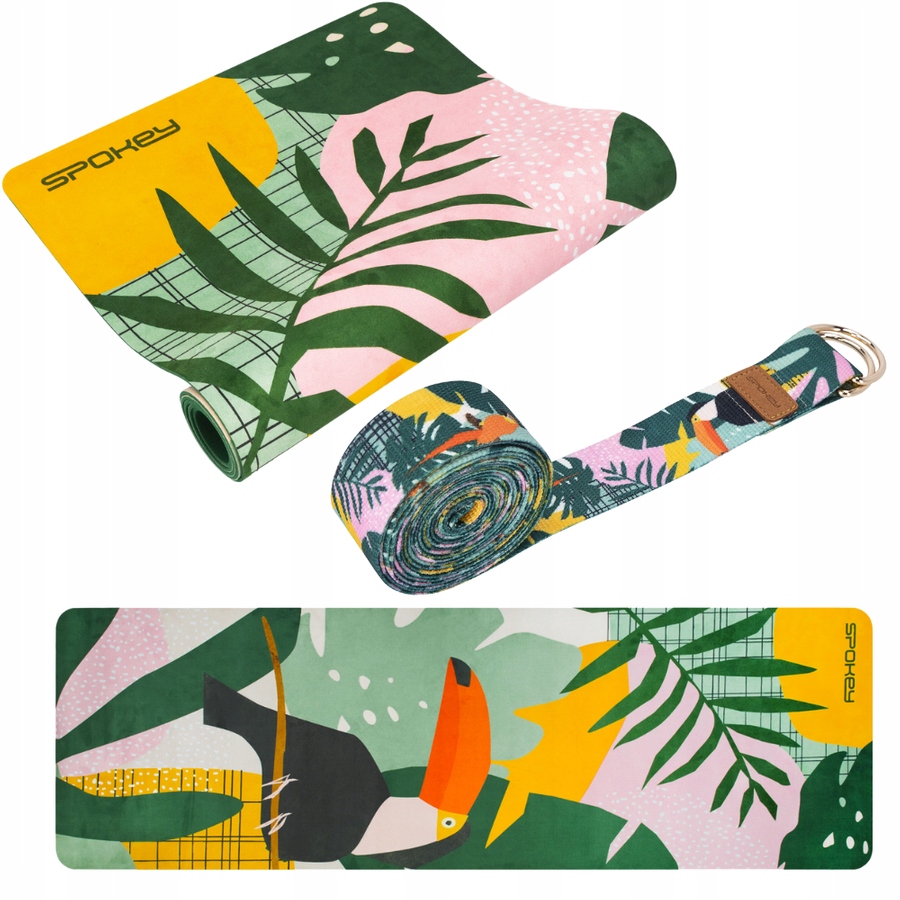 Sada Prostiskluzová Podložka pro fitness cvičení 183 x 61 x 0,4 cm pásek na jógu