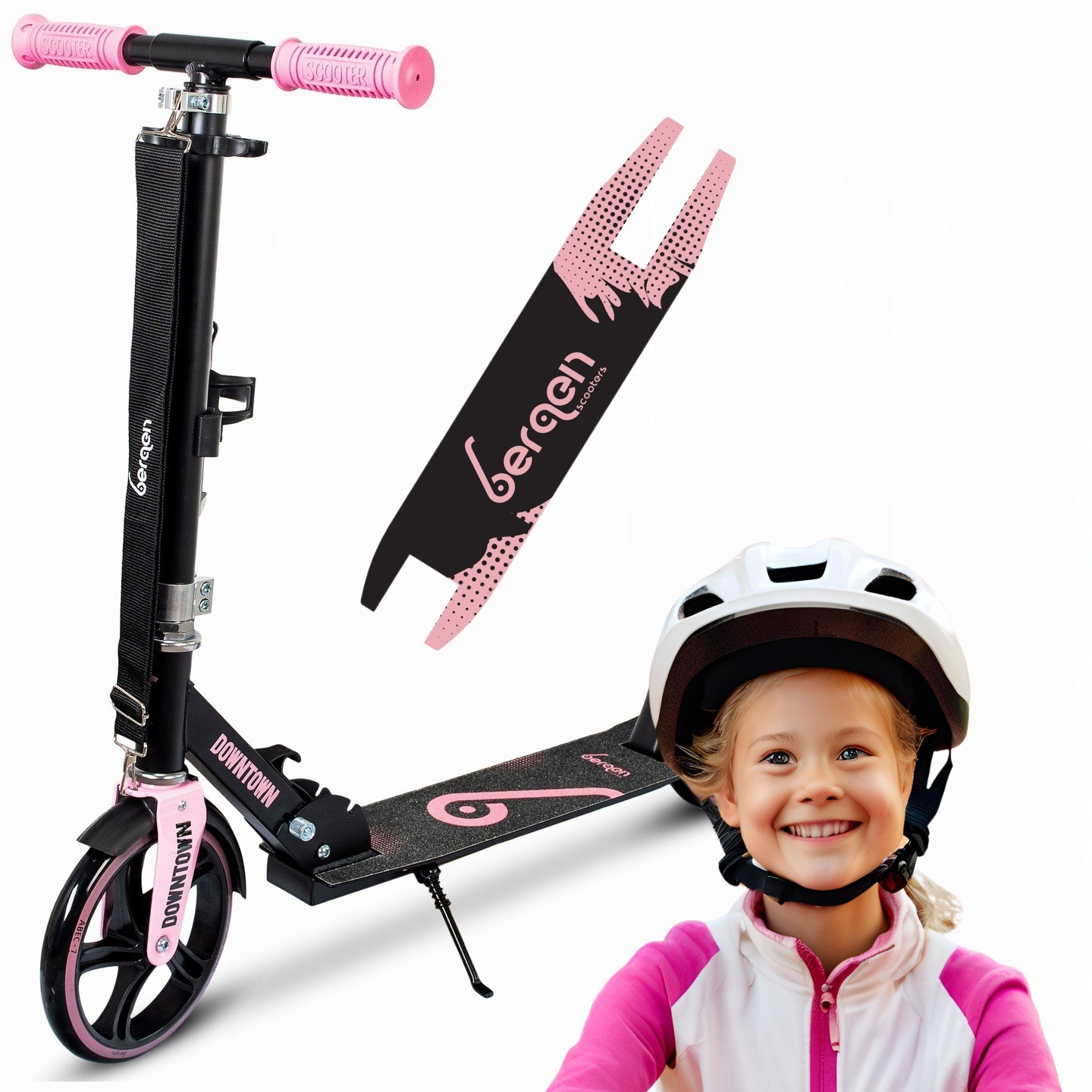 Hulajnoga Dla Dzieci Duża Składana Miejska Bergen Downtown Czarna Różowa