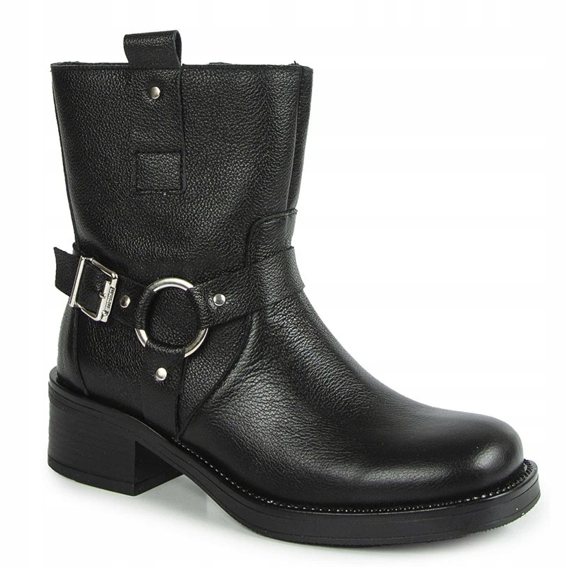 Lemar 60480 Kotníkové Boty Klocek Kůže Lico Černé 37