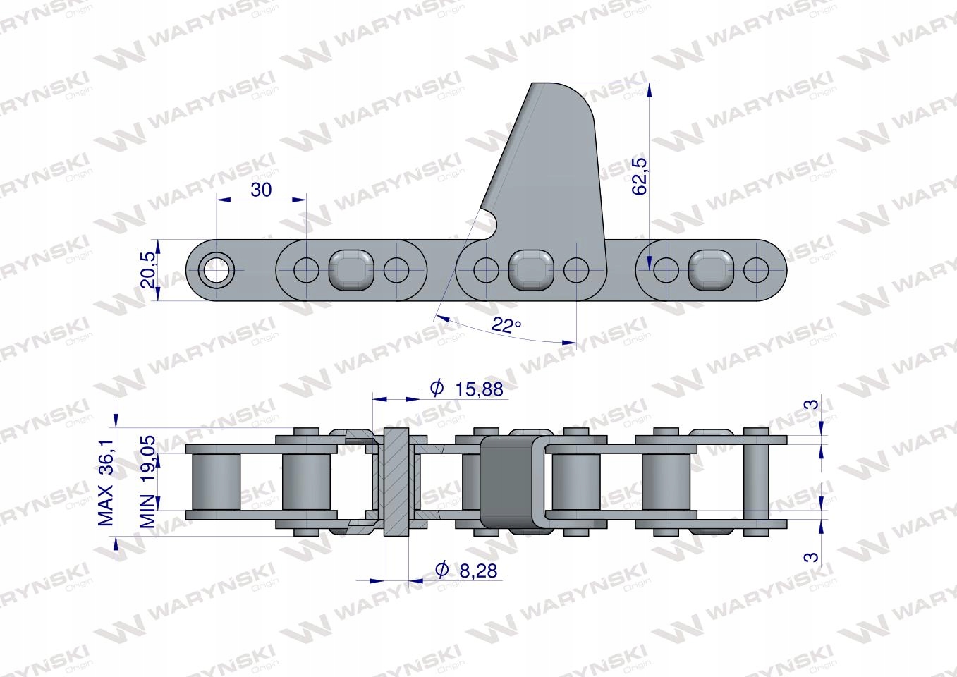 Lancuch przystawki do kukurydzy 76ogniw CA627x76A