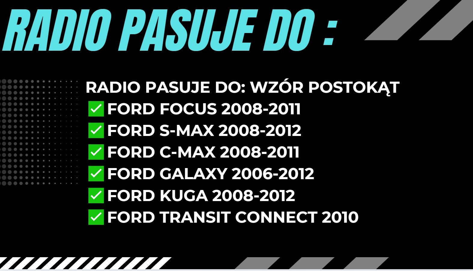 RADIO SAMOCHODOWE FORD MONDEO MK4 FOCUS MK2 MK3 GALAXY S-MAX GPS ANDROID Radio informacja RDS pasmo FM