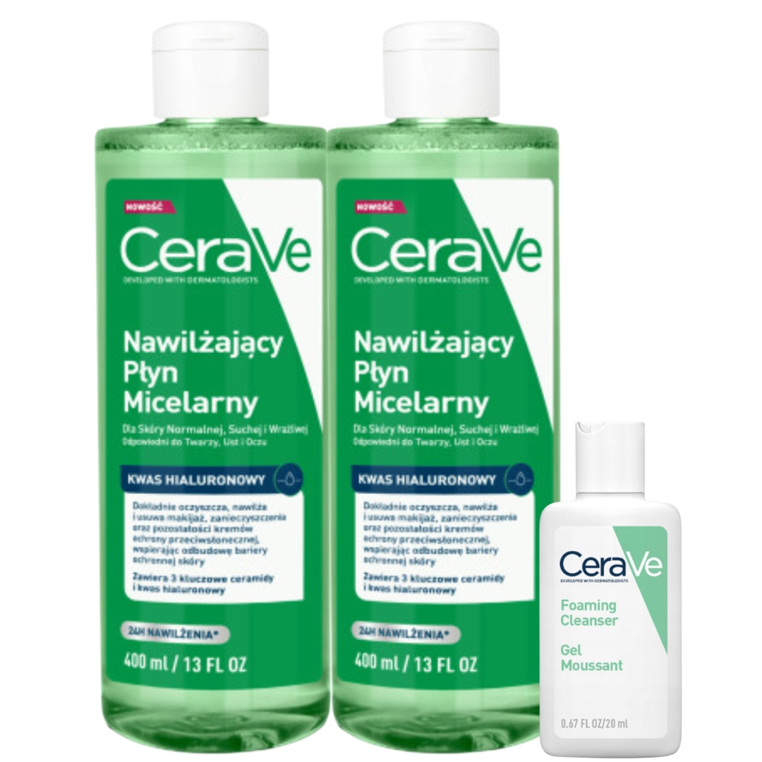 CeraVe Nawilżający płyn micelarny do zmywania makijażu 400ml 2PAK