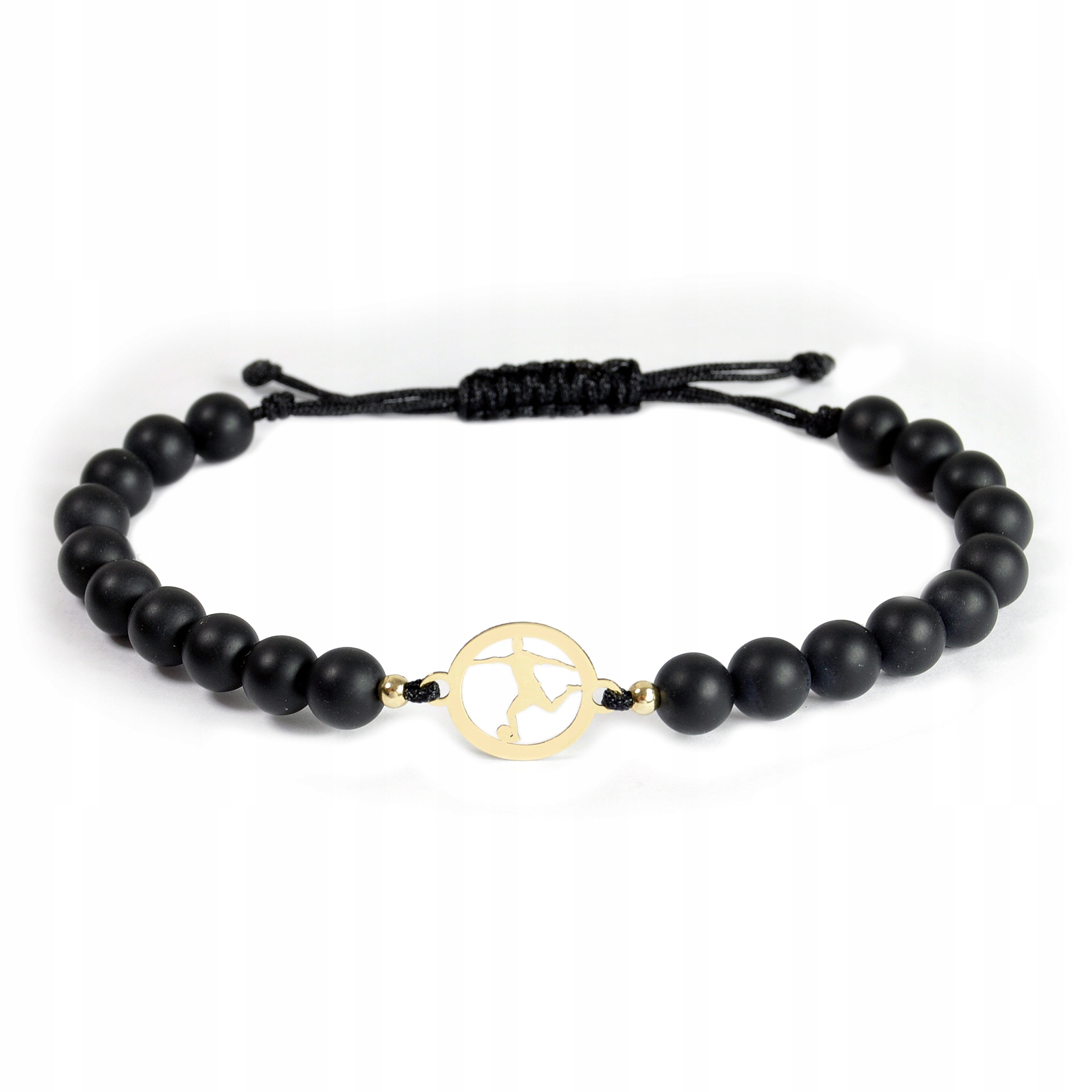 Zlatý náramek na šňůrce fotbalista, zlato 585