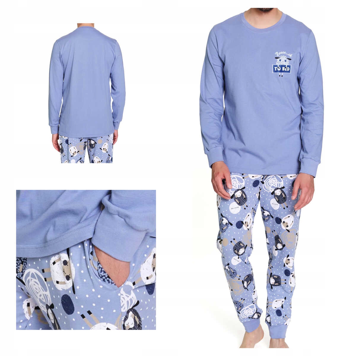 Doctornap Pánské bavlněné pyžamo s dlouhým rukávem Pmb 7347 sheep XL