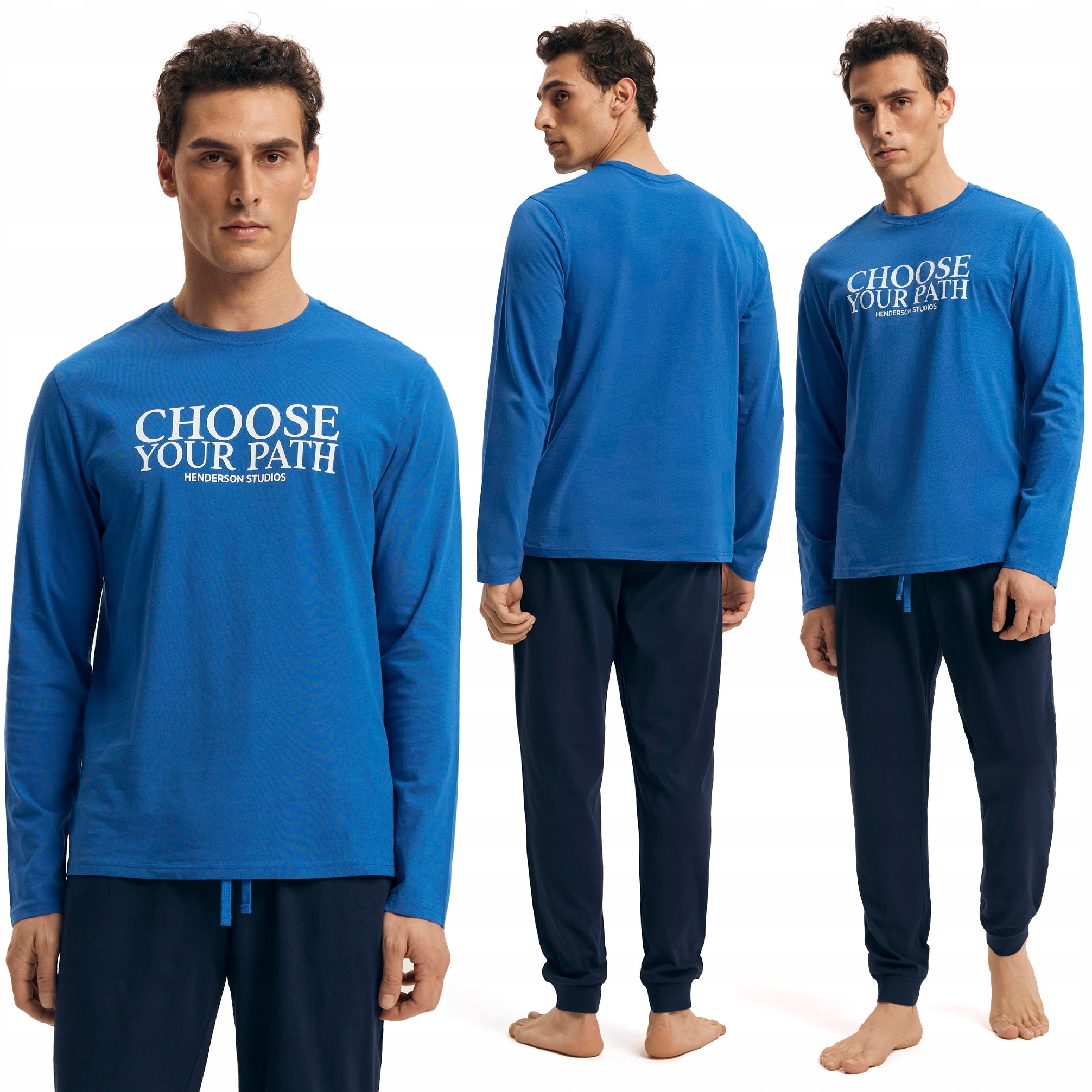 Pánské pyžamo 100% Bavlna Komplet s dlouhým rukávem Henderson Loop XXL