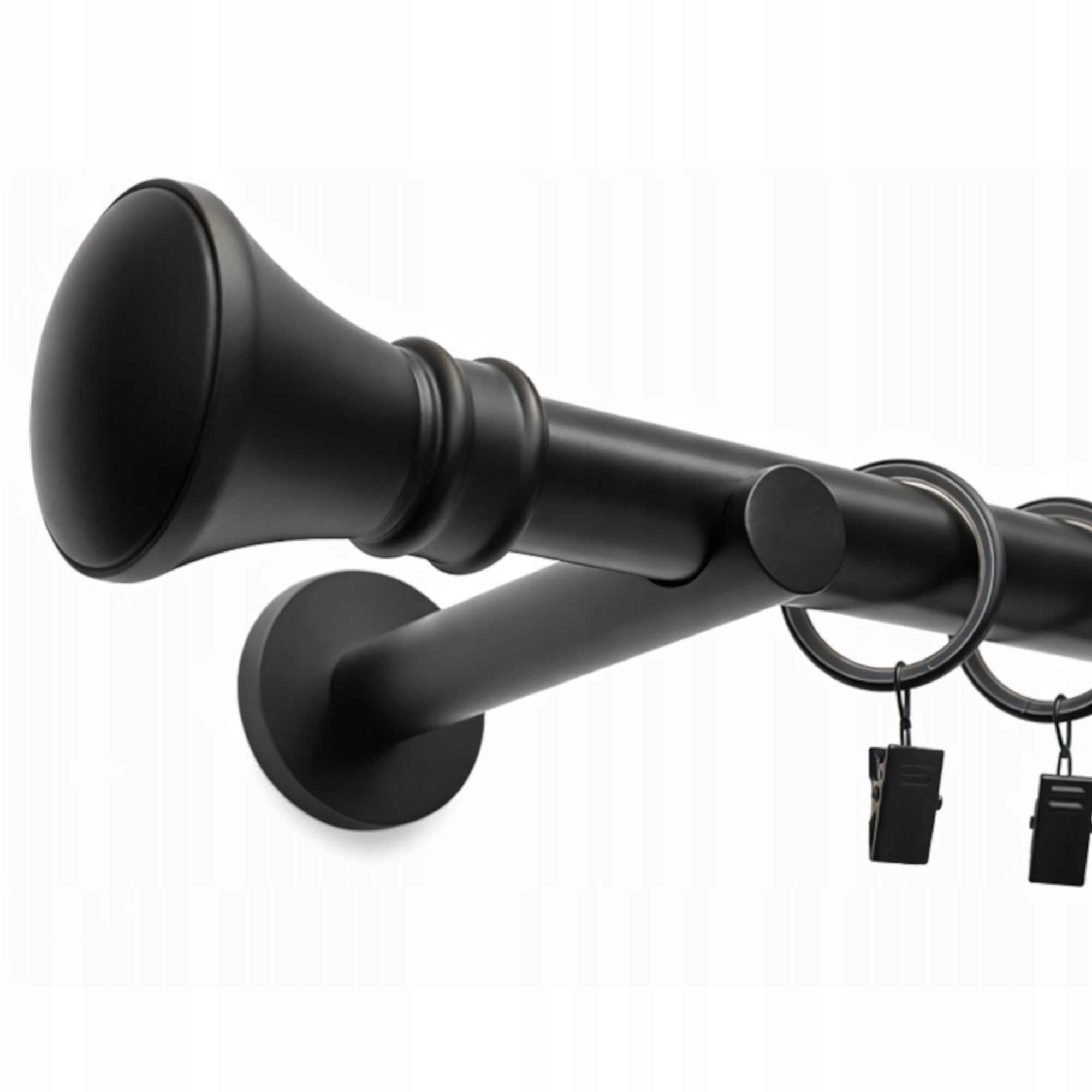 Jednoduchá Garnýž Nástěnný Kovový Černý Mat Záclonové Tyče 25 MM 320 CM Monaco