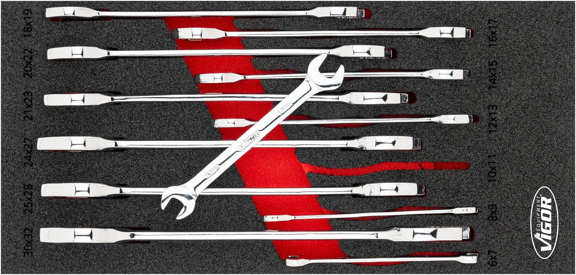 Vigor V6721N, Súprava obojstranných plochých kľúčov 6 x 7 30 x 32 mm 12 ks