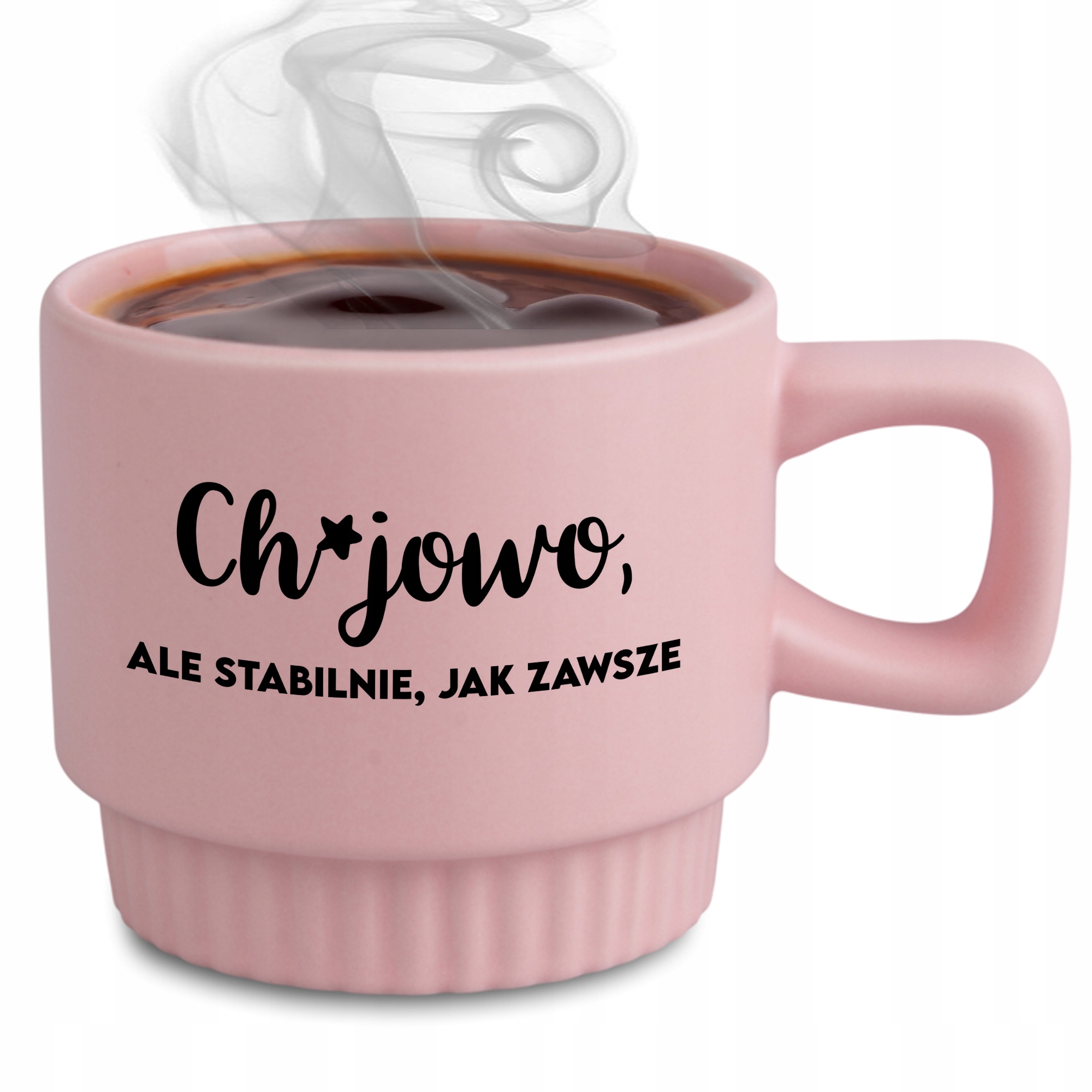Ryflovaný hrnček ružový Ch*jowoo Ale Stabilne, Ako Obvykle, na prácu v kancelárii