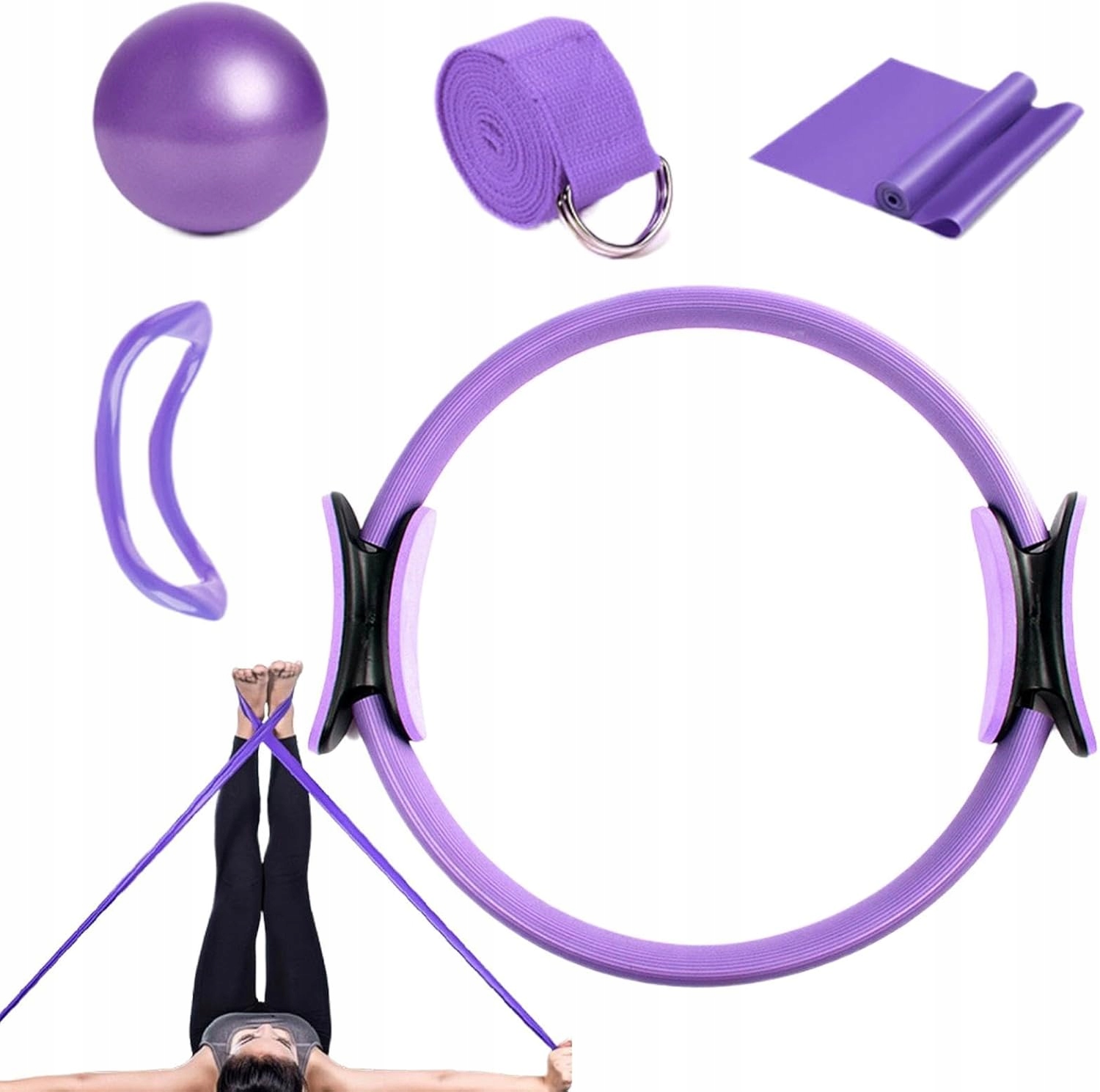 5x Zestaw Obręcz Do Jogi Pilates Ćwiczeń Pas Piłka Fitness Modelacja
