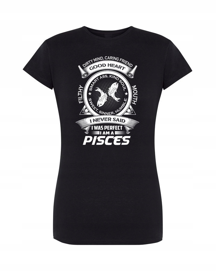 

T-shirt damski czarny Znak Zodiaku - Pisces 3XL