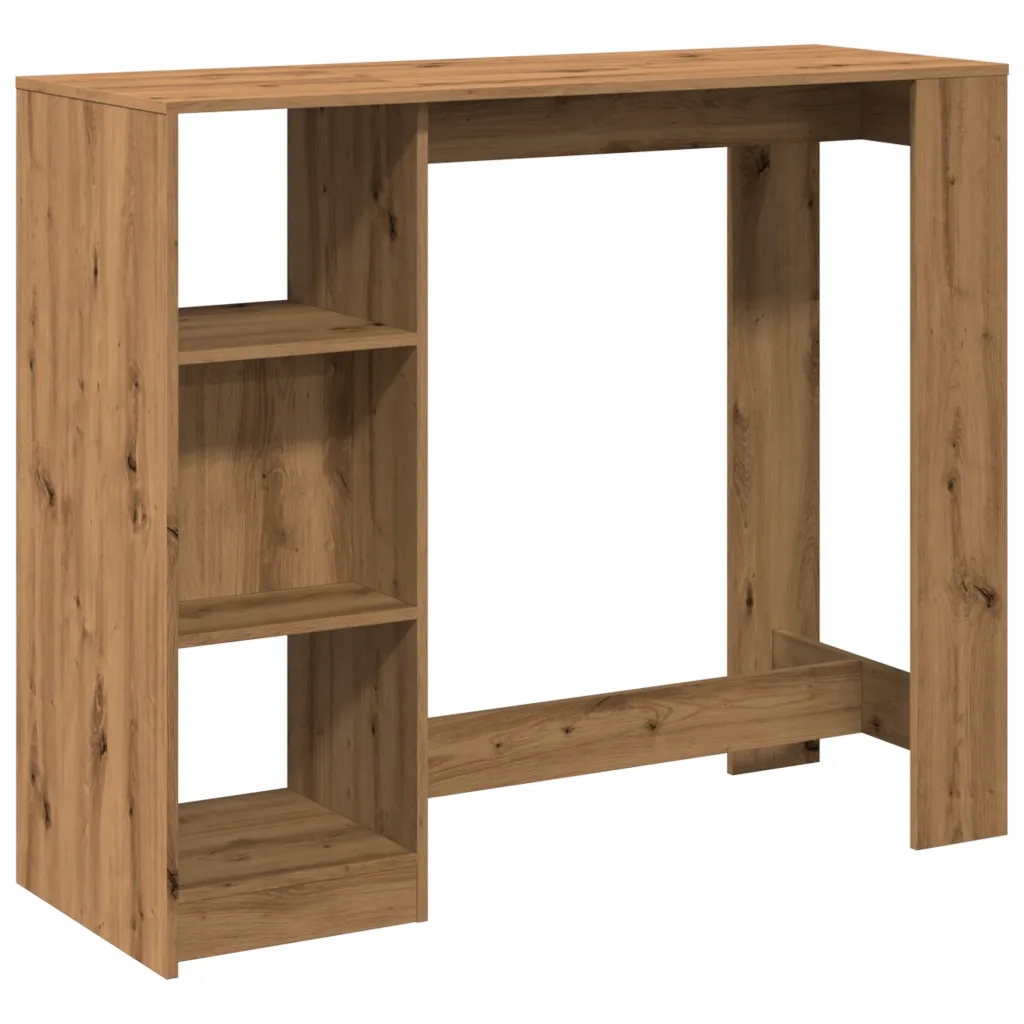 Barový stůl dub artisan 124 x 46 x 103,5 cm se 4 přihrádkami