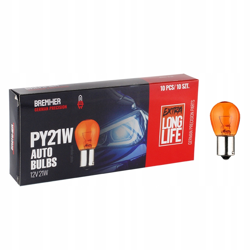 Żarówka Py21W 12V 21W Bau15S Amber Homologacja Kpl. 10Szt.