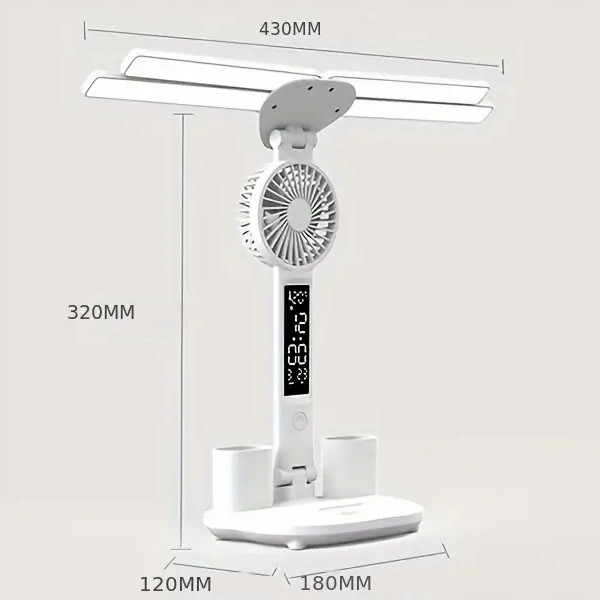 LAMPKA BIURKOWA Z WIATRAKIEM WIELOFUNKCYJNA TEMPERATURA CZAS DATA WIATRAK Rodzaj gwintu zintegrowane źródło LED