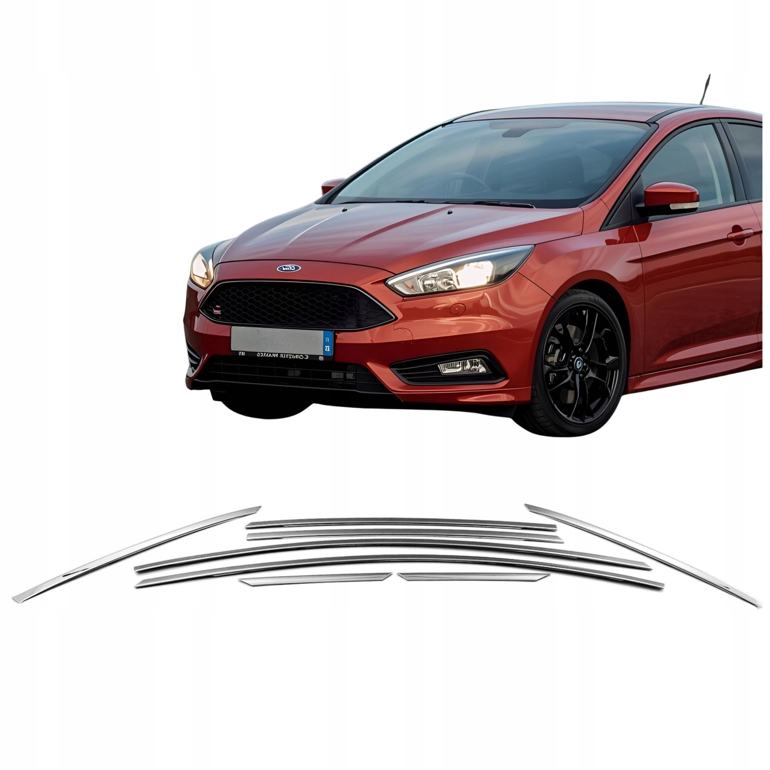 Lišty nad bočními skly nerezová ocel chrom Ford Focus 2011-2017 sedan