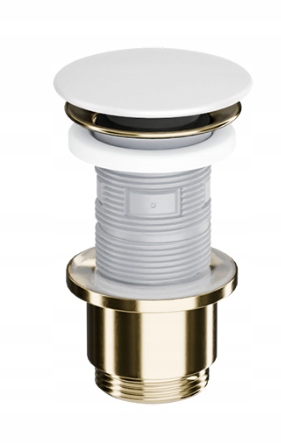 Klik-klak umyvadlová zátka, zlatý lesk, bílé víko Excellent